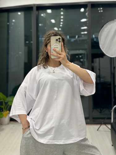 تیشرت باکسی سفید ساده