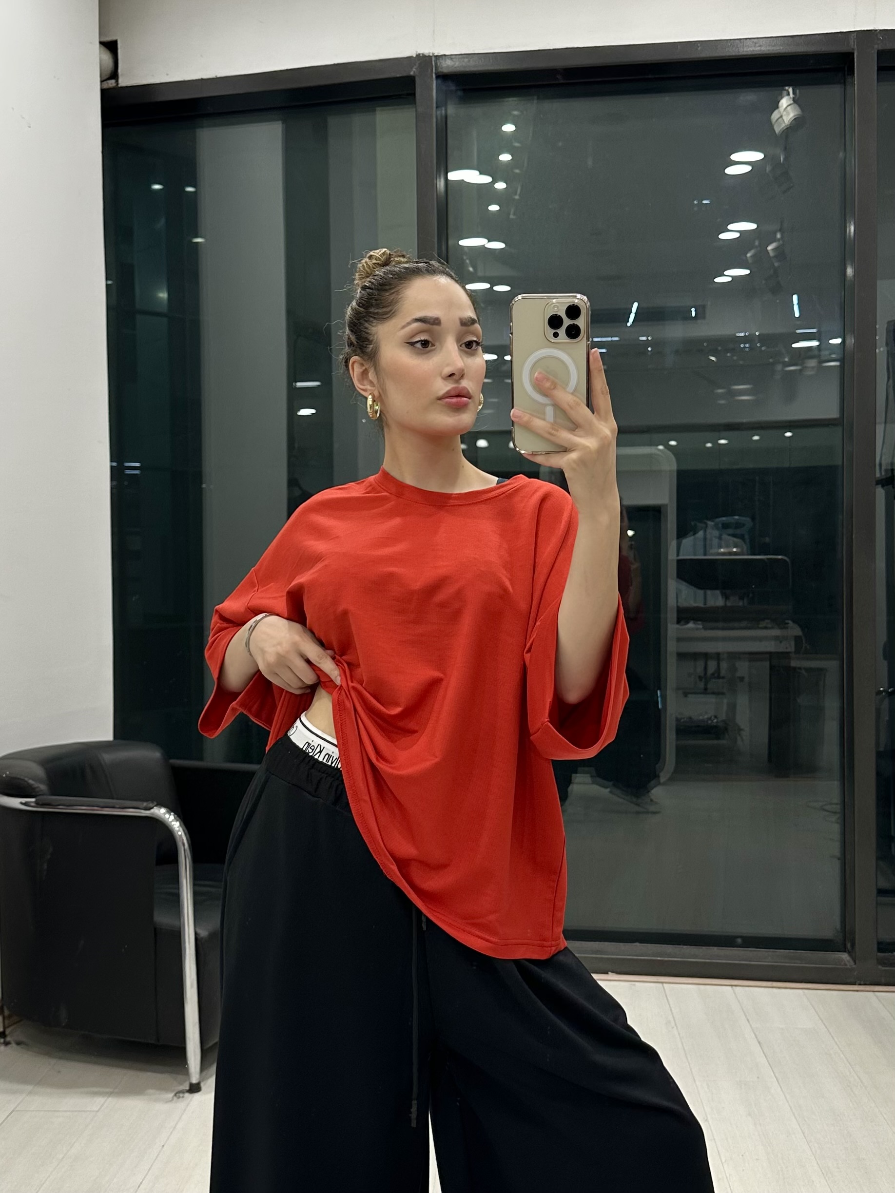 تیشرت باکسی قرمز ساده
