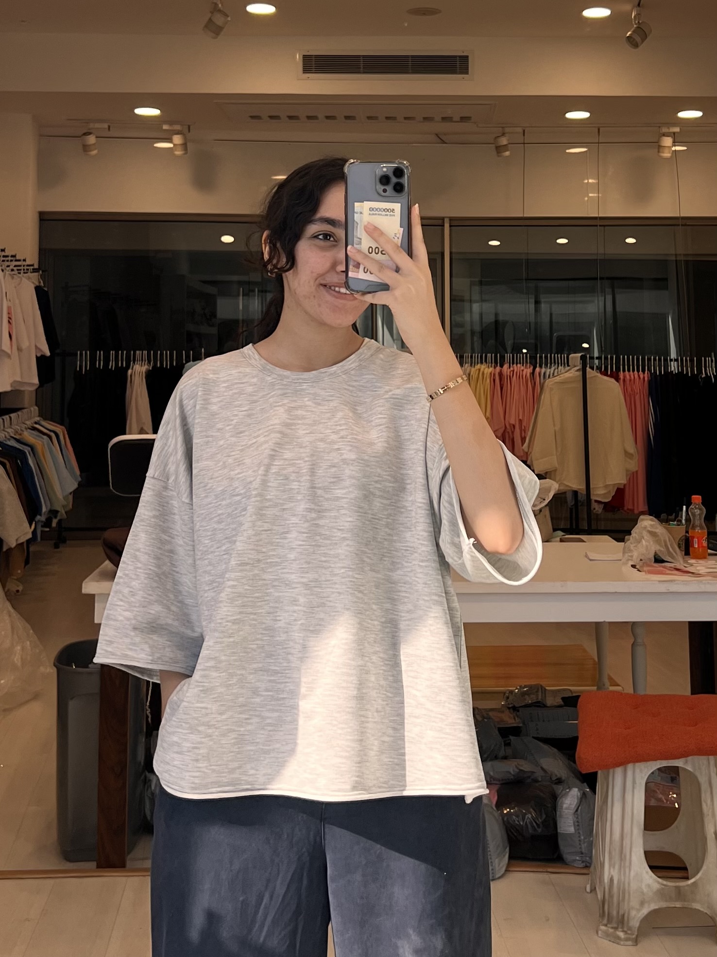 تیشرت باکسی طوسی