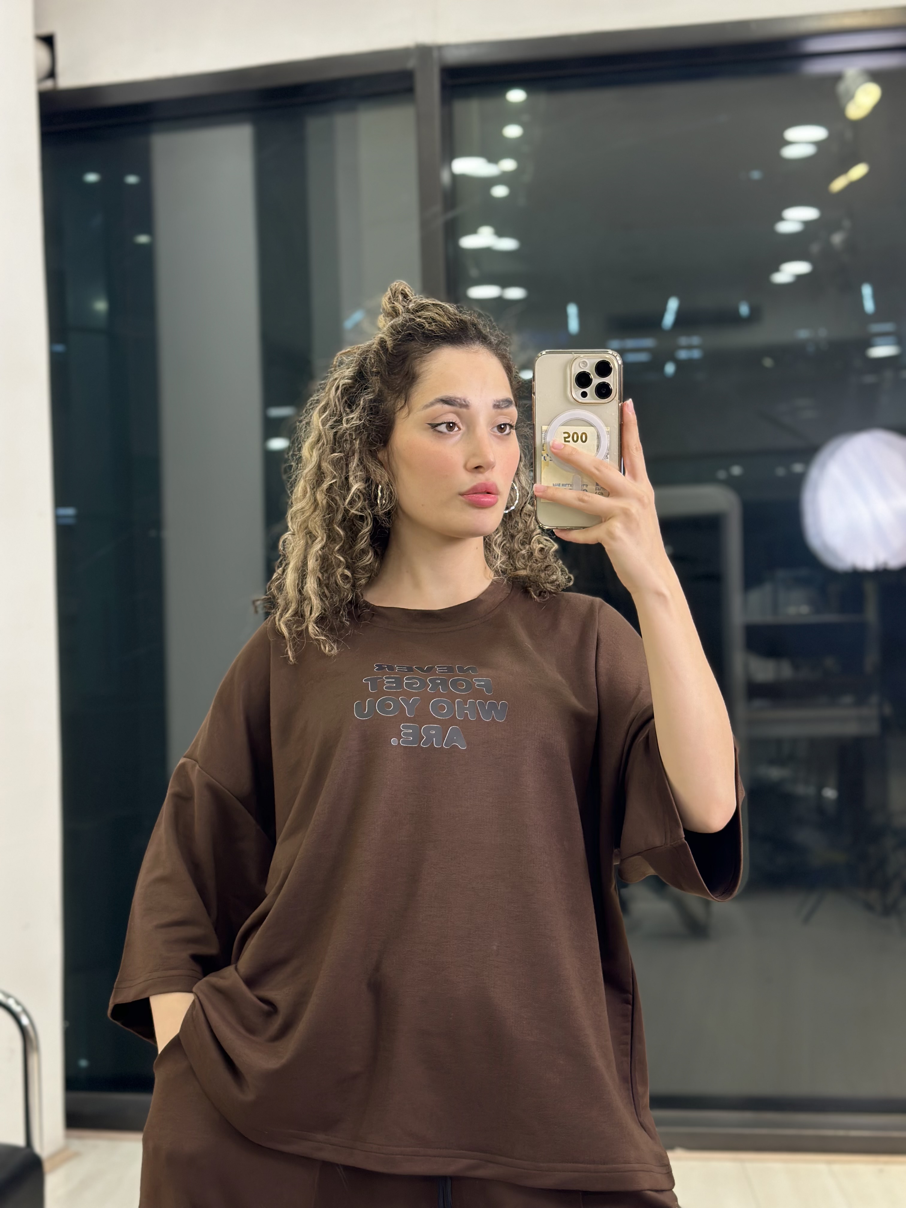 تیشرت باکسی قهوه ای forget